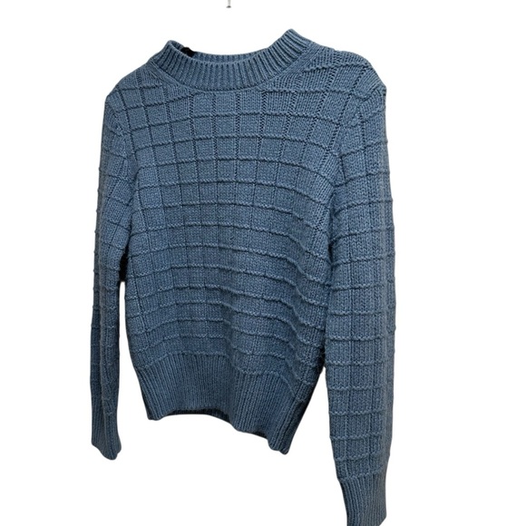 American Eagle blue waffle knit crewneck sweater Small - Picture 3 of 11